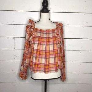 Neu Free People Siena karierter Pullover orange Tee Kombi Damen XS - Bild 1 von 7