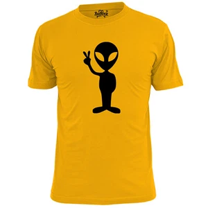 Camiseta para hombre Peace Alien OVNI espacio exterior extraterrestre - Imagen 1 de 3