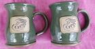 Panera Bread Mugs Set Of 2 Green Stoneware Cups Panera Bread Logo 16 Oz