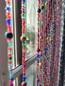 Handmade Beaded Doorway Curtain Door Bead Hippie Boho Colourful Home Décor 76" - Picture 1 of 6