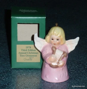 1978 Goebel Annual Pink Angel Playing Harp Bell Christmas Tree Ornament Gift! - Picture 1 of 7