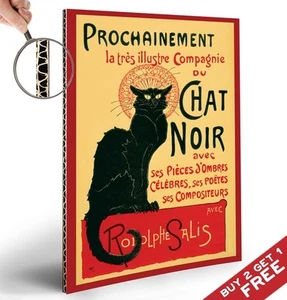 LE CHAT NOIR RETRO POSTER - THICK CARD BOARD A4 - VINTAGE FRENCH WALL ART DECOR - Picture 1 of 3