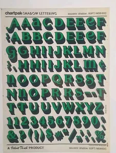 Chartpak Velvet Touch Shadow Lettering Souvenir 60pt/M08 60C Green Rub On - Picture 1 of 1