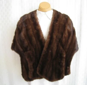 GENUINE BROWN MINK FUR COLLAR WRAP SHAWL VERY NICE - Picture 1 of 10
