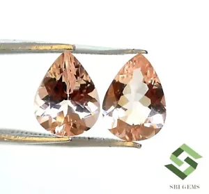 8x6 mm Natural Morganite Pear Cut Pair 1.73 CTS Faceted Loose Gemstones - Picture 1 of 7