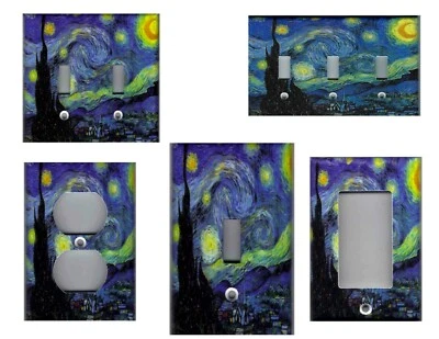 PLACAS E TOMADAS INTERRUPTOR DE LUZ DECORAÇÃO DE PAREDE CASA STARRY NIGHT VAN GOUGH - Imagem 1 de 4