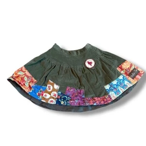 Matilda Jane Patchwork Mini Skirt Girl's Size 4 Olive Green Multicolor A-Line - Picture 1 of 5