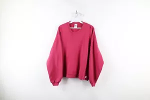 Vintage 90s Russell Athletic Womens XL Faded Blank Crewneck Sweatshirt Pink - Picture 1 of 9