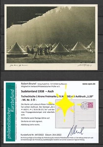 Sudetenland "Fotokarte Sudetenland 1938 - Asch Mi.Nr 5 und Propagandastempel" - Bild 1 von 2