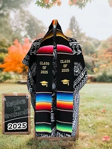 new 2025 Mexican Graduation Stole , black ,Estola Mexicana 2025 negra - Picture 1 of 1