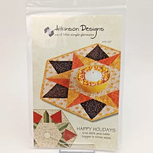 Atkinson Designs Happy Holidays Tree Skirt and Table Topper Quilt Pattern - Picture 1 of 2