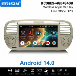4GB+64GB Android 14 Autoradio Navi CarPlay DAB+ 8-Kern 4G DSP Fiat 500 500C 500E - Bild 1 von 24