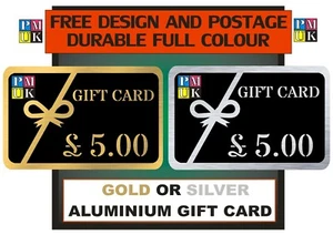 GIFT CARD GOLD OR SILVER ALUMINIUM METAL FULL COLOUR CUSTOM PRINTED - Picture 1 of 8