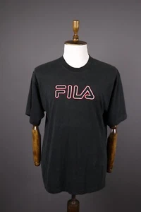 Fila Black Vintage Big Logo Short Sleeve T-Shirt Size L - Picture 1 of 11