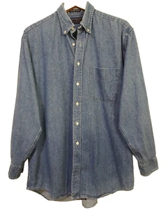 M Vtg Mid 90s Abercrombie & Fitch The Big Shirt Blue Jean Denim Oversized Shirt - Picture 1 of 6