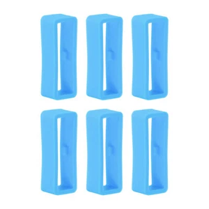 6pcs Watch Strap Loop Fastener Rings 24mm Rubber Watch Holder Keeper Light Blue - Picture 1 of 6