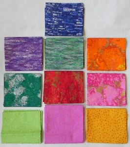 10 Fat Quarters, Metallic Assortment #3, 18"x21", Cotton Fabric, New - Picture 1 of 5