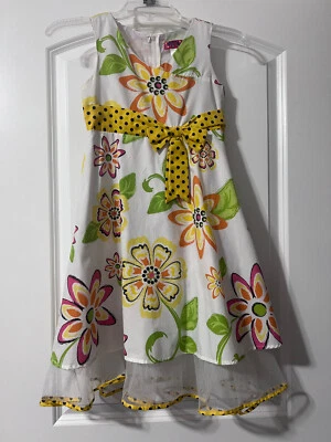 Fashion Girl Dress White With Flowers Dress Size 7 - Imagem 1 de 4