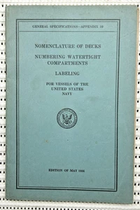 1936 Nomenclature Of Decks Numbering Watertight Compartments US Navy 35p - Foto 1 di 7