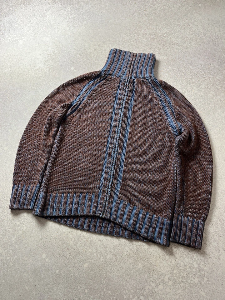 Vintage Diesel Cable Knit Heavyweight Sweater High Neck Back Logo - Image 1 of 4