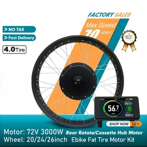 72V 3000W Snow Electric Fat Bike Kit 20 24 26inch Brushless Rear Hub Motor Wheel - Picture 1 of 23