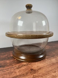 Vintage Retro Käse & Cracker Holz Servierer mit Kunststoff Kuppel & Schüssel Holzteiler - Bild 1 von 11