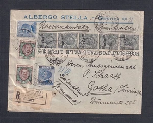 ITALIA 1926 VARIOS NÚMEROS EN PORTADA REGISTRADA 'RESTAURANTE' GENOVA A ALEMANIA - Imagen 1 de 2