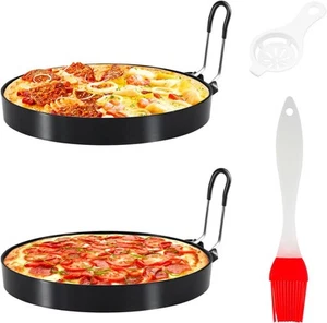 2 Packs 6 Inch Egg Pancake Mold, Round Rings for Frying Eggs 6" round red - Picture 1 of 6