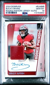 2024 Bucky Irving Donruss Rookie Phenom Jersey Auto RPA PSA 10 # /99 Prizm Optic - Picture 1 of 2