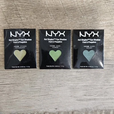 Mix Lot of 3 NYX Hot Singles Eye Shadow Refills HSS 52, 55, 54, Green Shade - Image 1 of 4