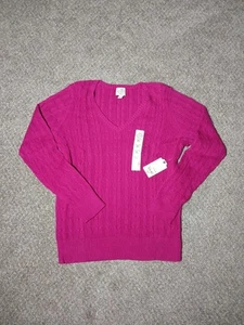 NWT St John's Bay Women's Long Sleeve V Neck Cable Knit Pullover Sweater XL - Picture 1 of 13