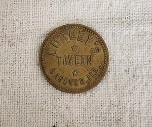 VINTAGE METALL CURLEY'S TAVERN GETRÄNKEMARKE GARDNER ILLINOIS 1" - Bild 1 von 2