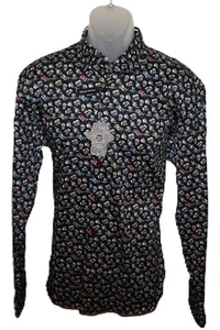 Camisa Visconti Negra Estampado Calavera Manga Larga Pequeña Natural Elastizada Nueva con Etiquetas (#2) - Imagen 1 de 9