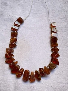 Hessonite garnet Tumble Shape Beads 8X15 mm 9 inche strand  for jewelry making - Picture 1 of 4