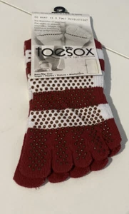 Toesox Low Rise Full Toe Socken weinrot/weiß gepunktet - Bild 1 von 5