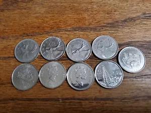 9 Assorted Canadian 25 Cent Coins - Picture 1 of 2