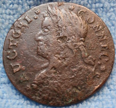 Busto izquierdo moneda de cobre colonial Connecticut 1788 Miller 16,1-H R-4+ Foto 1 de 4