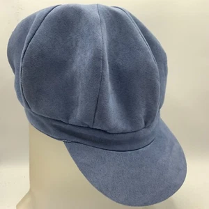 Hat Cabbie Hat Women's One Size Elastic Blue Velvet Newsboy Cap Lined w Satin - Picture 1 of 4