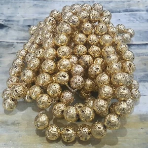 Natural Lava Electroplated Bumpy 10mm, 39 pce Gold Free postage. Oz Seller - Foto 1 di 3