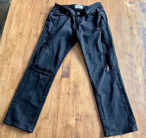 Paige "Jimmy Jimmy Crop" Black Distress Destructed Holy Jeans Women Size 30 X 25 - Picture 1 of 9