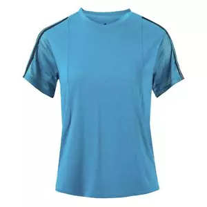 ADIDAS Women's 3 Stripe Mesh Sleeve Tee Shirt - Picture 1 of 5