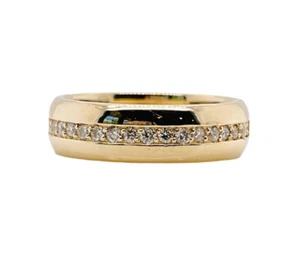 14K Solid Yellow Gold 0.30 Ct Natural Diamond Mens,Womens Half Eternity Ring - Picture 1 of 6