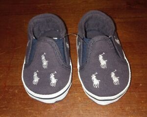 Polo Ralph Lauren Navy & White Infant Baby Loafers Shoes Soft Soles Size 1 AOP