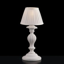 Lampada da comodino lumetto in legno classico vintage bianco shabby chic