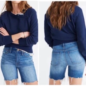 Madewell Bermuda Shorts Damen 26 Denim hoher Bund ausgefranst distressed Y2K Freizeit - Bild 1 von 11