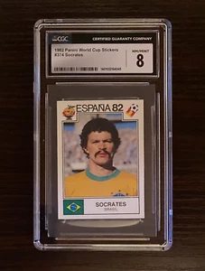 1982 Socrates Panini World Cup Sticker #374 CGC 8 Espana 82 Brazil Brasil - Picture 1 of 2