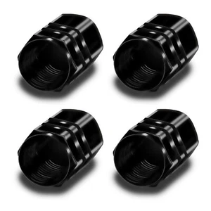 4 Black Aluminum Wheel/Tire Valve Stem Cap Car Truck Air Dust Caps - Picture 1 of 5