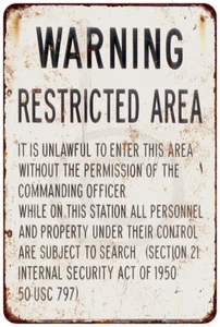 Warning Military Restricted Area reproduction metal sign 8 x 12 - Picture 1 of 1