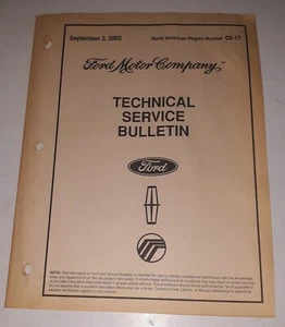 Ford Motor Company Technical Service Bulletin September 2, 2002 02-17 - Bild 1 von 3