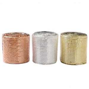 24 filas malla de diamante de perno metálico - cinta de estrás diseño 3D invertido - Imagen 1 de 9